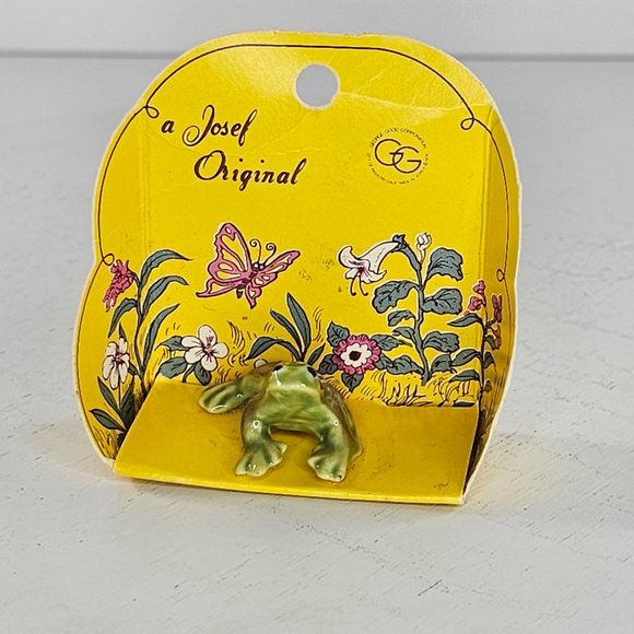 Vintage Josef Originals George Frog Standing Miniature Figurine In Package - Picture 2 of 6